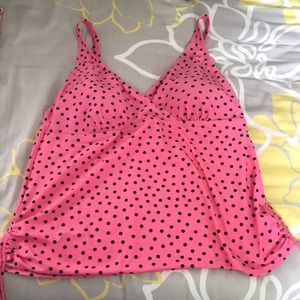 Pink and Black Polka Dot Tankini Top